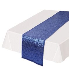 Мерцающая синяя прямоугольная скатерть с блестками размером 5,5 x 14,5 дюймов Beistle