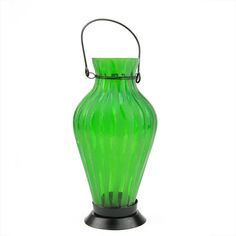 9,5-дюймовая матовая зеленая ребристая ваза, стеклянная бутылка, чай, свеча, фонарь, украшение Christmas Central