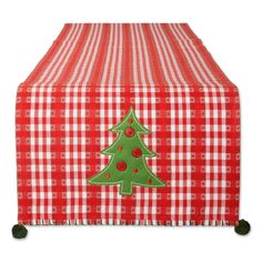 Дорожка для рождественского стола «Красная и белая веселая елка» размером 14 x 108 дюймов Contemporary Home Living
