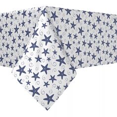 Квадратная скатерть, 100 % полиэстер, 54x54 дюйма, темно-синие морские звезды и завитки Fabric Textile Products