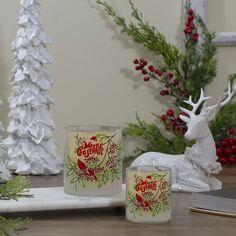 2,75-дюймовый беспламенный рождественский подсвечник из сосны и кардинала, расписанный вручную Christmas Central