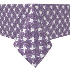 Квадратная скатерть, 100% хлопок, 60x60 дюймов, суккуленты с фиолетовым цветочным рисунком. Fabric Textile Products