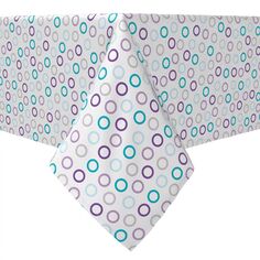 Квадратная скатерть, 100% хлопок, 60х60 дюймов, с фиолетовым и синим контуром в горошек. Fabric Textile Products
