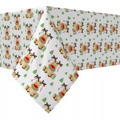 Прямоугольная скатерть, 100 % хлопок, 60х104 дюйма, мультяшный рождественский олень Fabric Textile Products