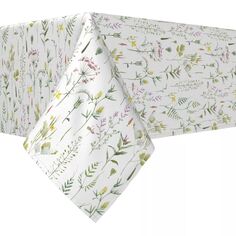 Прямоугольная скатерть, 100 % хлопок, 60х84 дюйма, в полоску с ботаническим рисунком. Fabric Textile Products