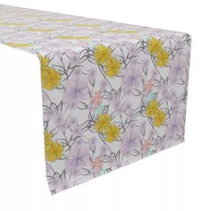 Дорожка для стола, 100 % хлопок, 16x108 дюймов, акварель, сиреневый цветок. Fabric Textile Products