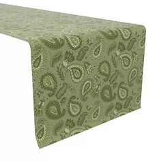 Настольная дорожка, 100 % хлопок, 16x72 дюйма, зеленый цветочный узор пейсли. Fabric Textile Products