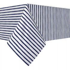 Прямоугольная скатерть, 100% хлопок, 60x120 дюймов, темно-синяя кисть Stroke Stripe. Fabric Textile Products
