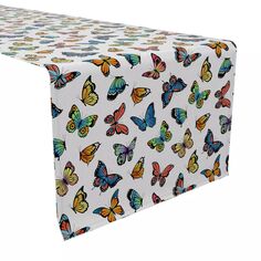 Настольная дорожка, 100 % хлопок, 16x90 дюймов, бабочки ярких цветов. Fabric Textile Products