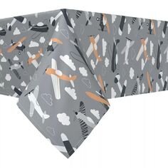 Квадратная скатерть, 100% полиэстер, 60x60 дюймов, ретро-самолеты в небе. Fabric Textile Products