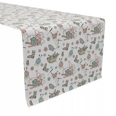 Дорожка для стола, 100% хлопок, 16х72 дюйма, Вязание и котята. Fabric Textile Products