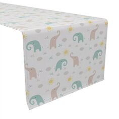 Настольная дорожка, 100 % хлопок, 16x72 дюйма, слоны-близнецы. Fabric Textile Products