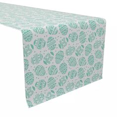 Дорожка для стола, 100 % хлопок, 16x72 дюйма, яйца с зеленым узором. Fabric Textile Products