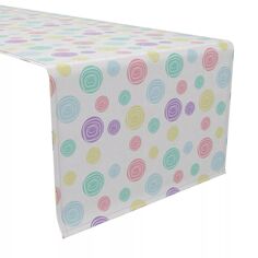 Дорожка для стола, 100 % хлопок, 16x108 дюймов, нарисованные пастельными точками. Fabric Textile Products