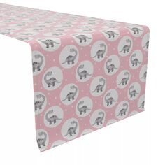 Дорожка для стола, 100 % хлопок, 16x72 дюйма, розовый горошек с динозавром Fabric Textile Products