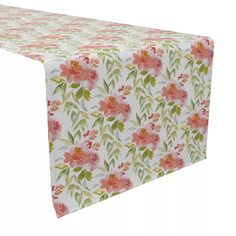 Настольная дорожка, 100 % хлопок, 16x72 дюйма, нежный акварельный цветочный узор. Fabric Textile Products
