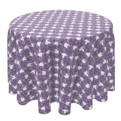Круглая скатерть, 100% хлопок, 60 круглых дюймов, суккуленты с фиолетовым цветочным рисунком Fabric Textile Products