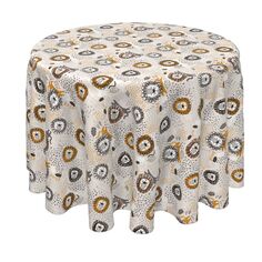 Круглая скатерть, 100% полиэстер, 60 дюймов, круглая, Doodle Lions Fabric Textile Products