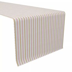 Дорожка для стола, 100 % хлопок, 16x90 дюймов, золотые и розовые полосы. Fabric Textile Products