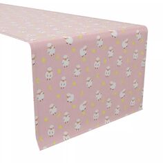 Дорожка для стола, 100% хлопок, 16x90 дюймов, Over the Moon Sheep Pink Fabric Textile Products