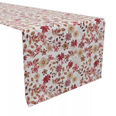 Настольная дорожка, 100 % хлопок, 16x108 дюймов, бордовый осенний цветочный узор. Fabric Textile Products