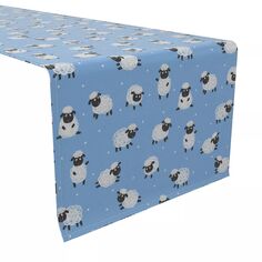 Дорожка для стола, 100 % хлопок, 16x72 дюйма, Little Sheep Blue Fabric Textile Products