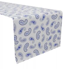 Настольная дорожка, 100 % хлопок, 16x72 дюйма, современный синий пейсли. Fabric Textile Products