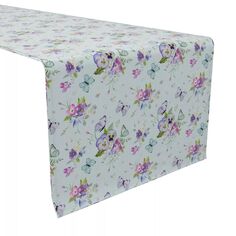 Настольная дорожка, 100 % хлопок, 16x90 дюймов, цветущие цветы и бабочки. Fabric Textile Products
