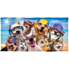 Пляжное полотенце Selfie Dogs для женщин, девочек, детей, мужчин с принтом Dawhud Direct