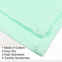 Мягкое впитывающее хлопковое банное полотенце с вафельным узором, 55,12 x 27,56 дюйма, зеленый Unique Bargains