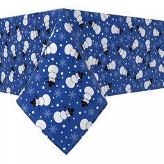 Прямоугольная скатерть, 100 % хлопок, 60х84 дюйма, снеговики на синем фоне. Fabric Textile Products