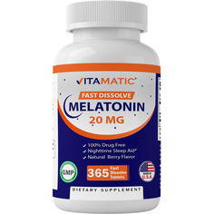Мелатонин Vitamatic Natural Berry Flavor, 20 мг, 365 таблеток