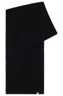 Шарф Boss Ribbed With Signature-stripe Flag, черный