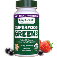 Антивозрастные мультивитамины Feel Great Superfood Greens Supplement, 60 капсул