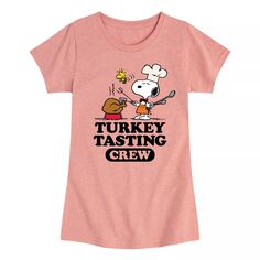 Футболка с рисунком Peanuts Turkey Tasting Crew для девочек 7–16 лет Licensed Character, розовый