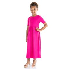 Плиссированное платье миди с короткими рукавами для девочек 247 Comfort Kids, розовый