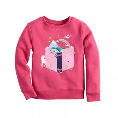 Флисовый пуловер с круглым вырезом и рисунком Jumping Beans для девочек 4–12 лет Jumping Beans, розовый