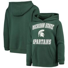 Зеленый пуловер с капюшоном Michigan State Spartans с большими скосами и капюшоном Outerstuff