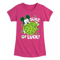 Футболка Disney&apos;s Mickey Mouse для девочек 7–16 лет с рисунком «Кусочек удачи» Licensed Character, розовый