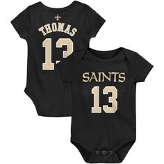 Черный боди для младенцев Michael Thomas New Orleans Saints Mainliner с именем и номером Outerstuff