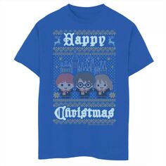 Уродливый свитер в стиле Гарри Поттера для мальчиков 8–20 лет, футболка с рисунком «Счастливого Рождества», чиби Harry Potter