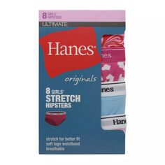 Набор из 8 трусов-хипстеров Hanes Originals Ultimate для девочек от 6 до 16 лет Hanes