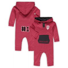 Для новорожденных и младенцев Colosseum Crimson Indiana Hoosiers Генри с капюшоном и карманами, комбинезон с капюшоном Colosseum