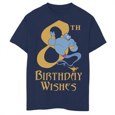 Футболка с изображением Джина на 8-й день рождения для мальчиков 8–20 лет Disney&apos;s Aladdin Disney