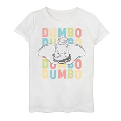 Disney&apos;s Dumbo Girls 7-16 именная стопка красочных винтажных футболок с графическим плакатом Licensed Character