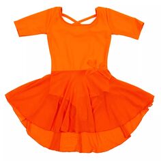 Юбка с короткими рукавами Leveret для девочек, классический однотонный купальник Leveret, оранжевый
