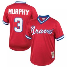 Молодежная футболка Mitchell &amp; Ness Dale Murphy Red Atlanta Braves Cooperstown Collection, сетчатая тренировочная майка Unbranded