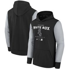 Молодежный пуловер с капюшоном Nike Chicago White Sox Authentic Collection Therma Performance черного цвета Nike