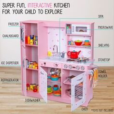 Кухонный набор Lil&apos; Jumbl для детей, игрушечный деревянный кухонный набор, реалистичный звук, кастрюли и сковородки Lil&apos; Jumbl