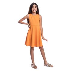 Расклешенное платье длиной до колена без рукавов для девочек 247 Comfort Kids, оранжевый